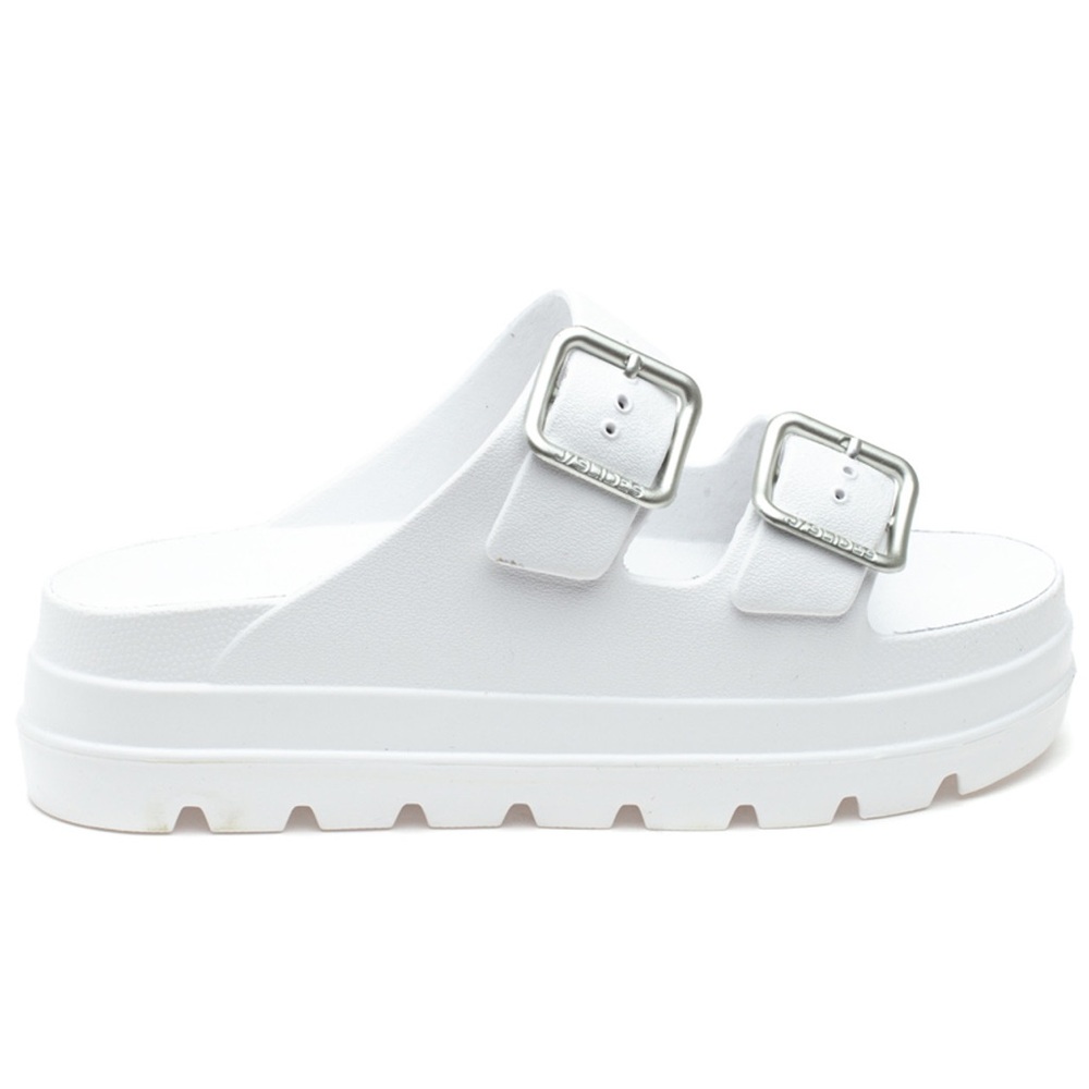 J/Slides Women's Simply Double Buckle Platform Slide Sandals